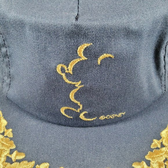 Vtg Atlas Disney Mickey Mouse Shadow Silhouette Navy Gold Strap Back Hat - Picture 5 of 11